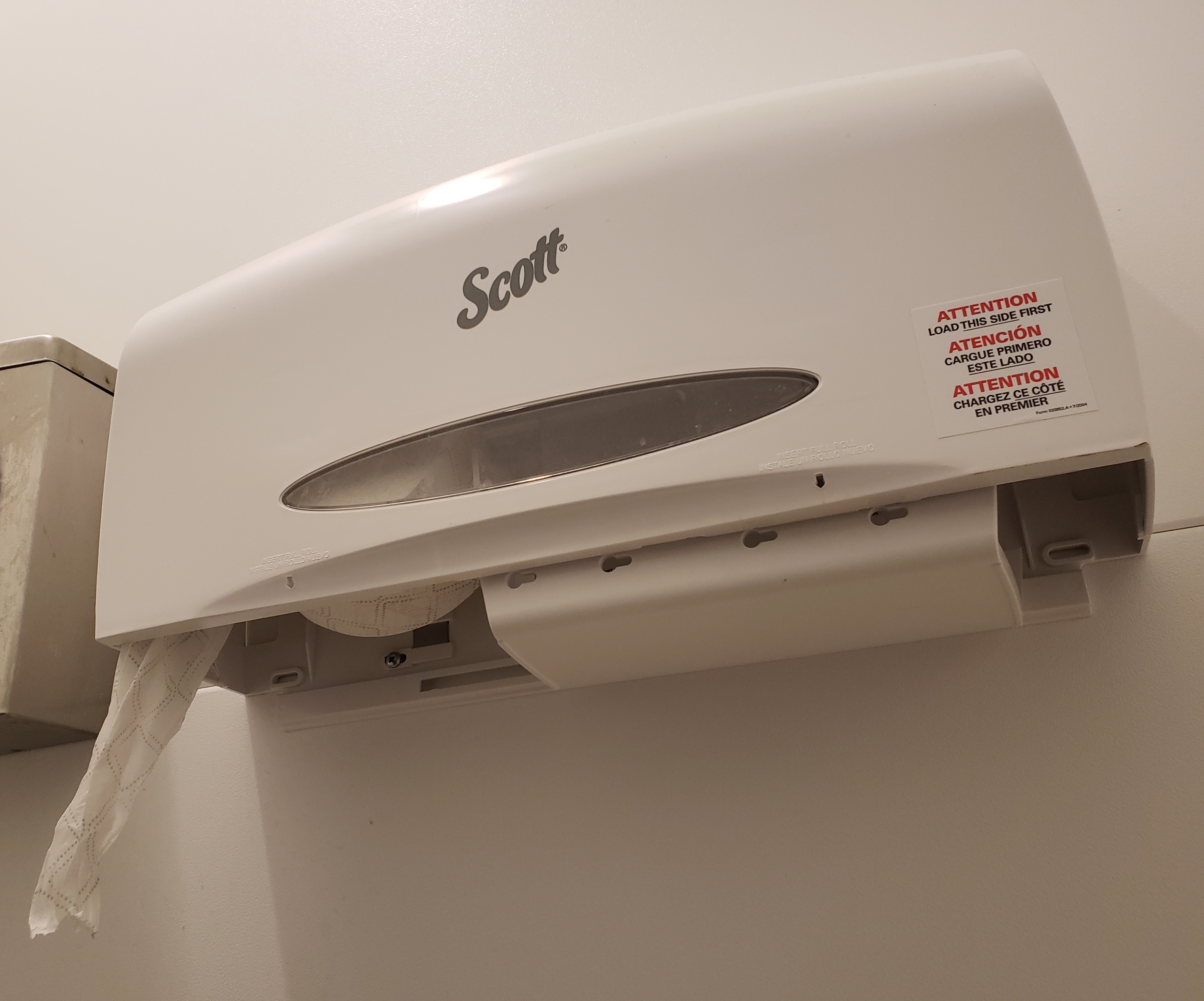 Toilet paper dispenser from below