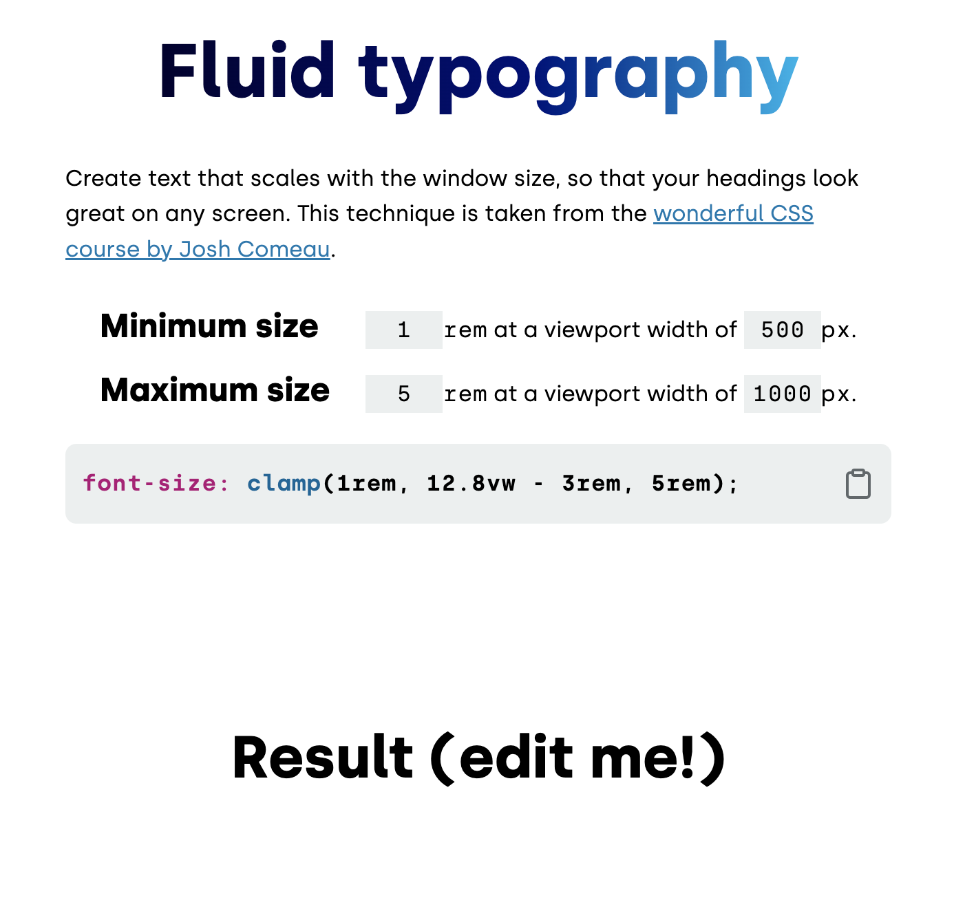 fluid typography interface