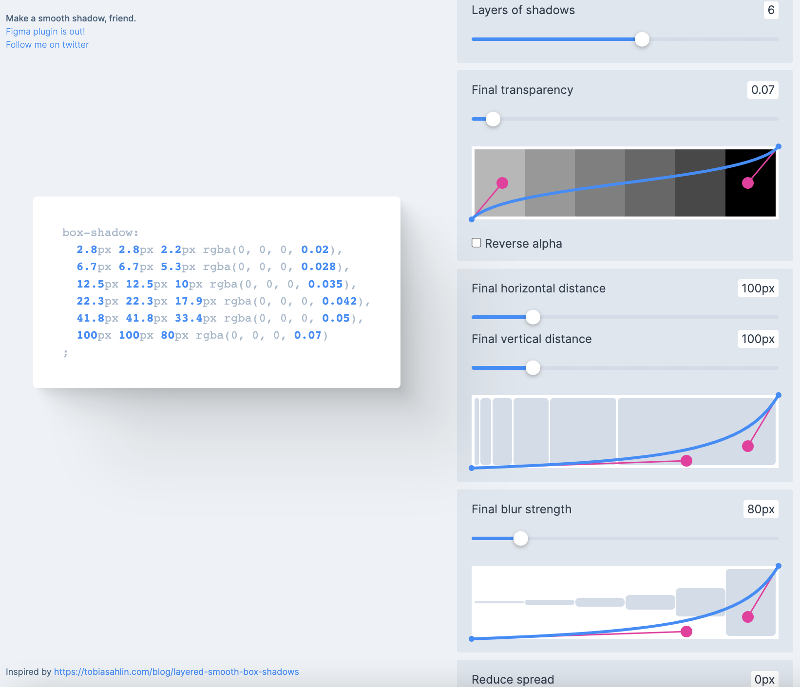 smooth shadow generator interface