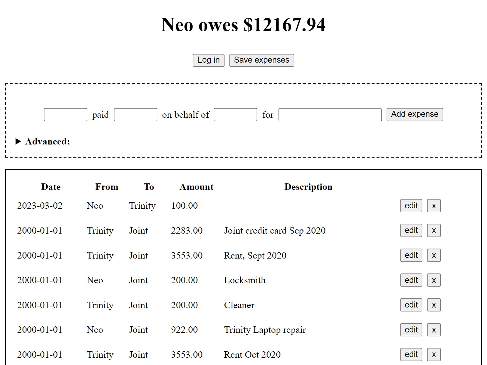 Expenses web application.